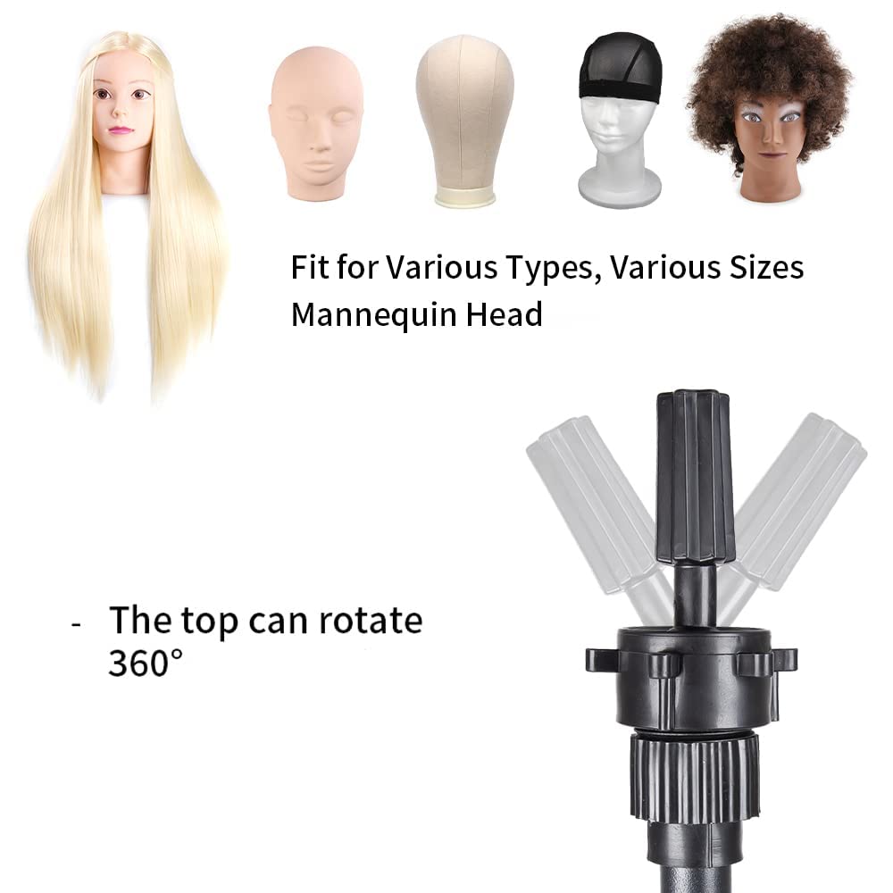 AliLeader 25 Inch Wig Head Stand Adjustable Mannequin Head Stand Wig Stand Tripod with Head Adjustable Wig Tripod Stand for Trai