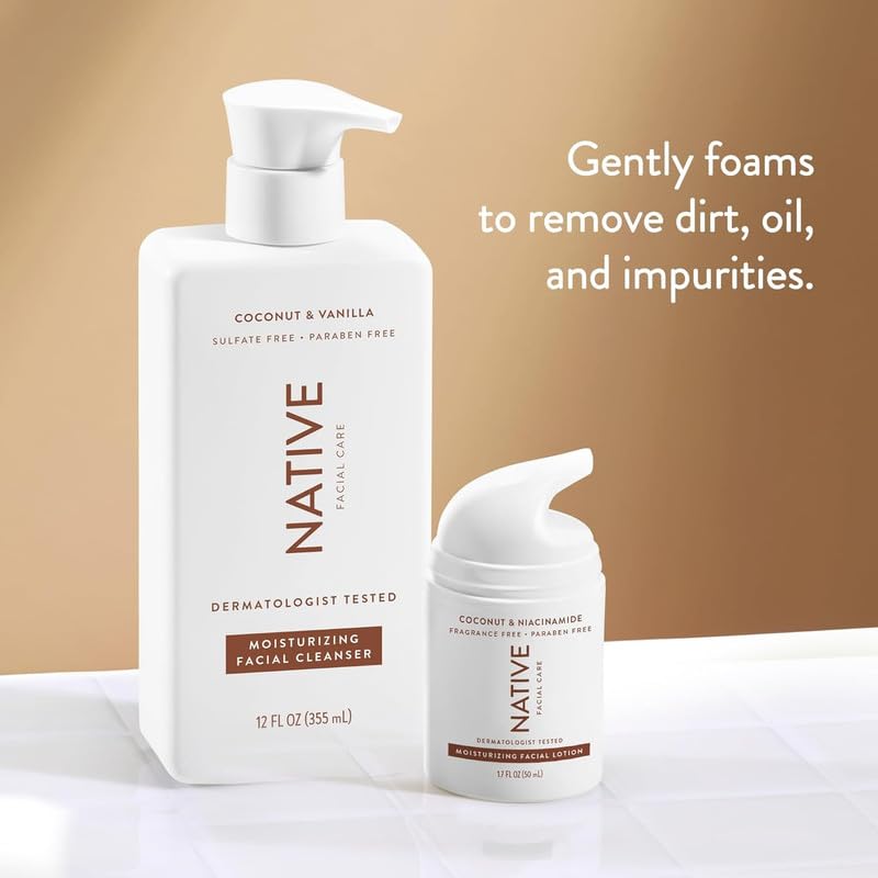 Native Moisturizing Face Wash, Spa Day Every Day Facial Cleanser (2 Pack) | Daily Face Cleaner for Radiant and Bright Skin, Coco