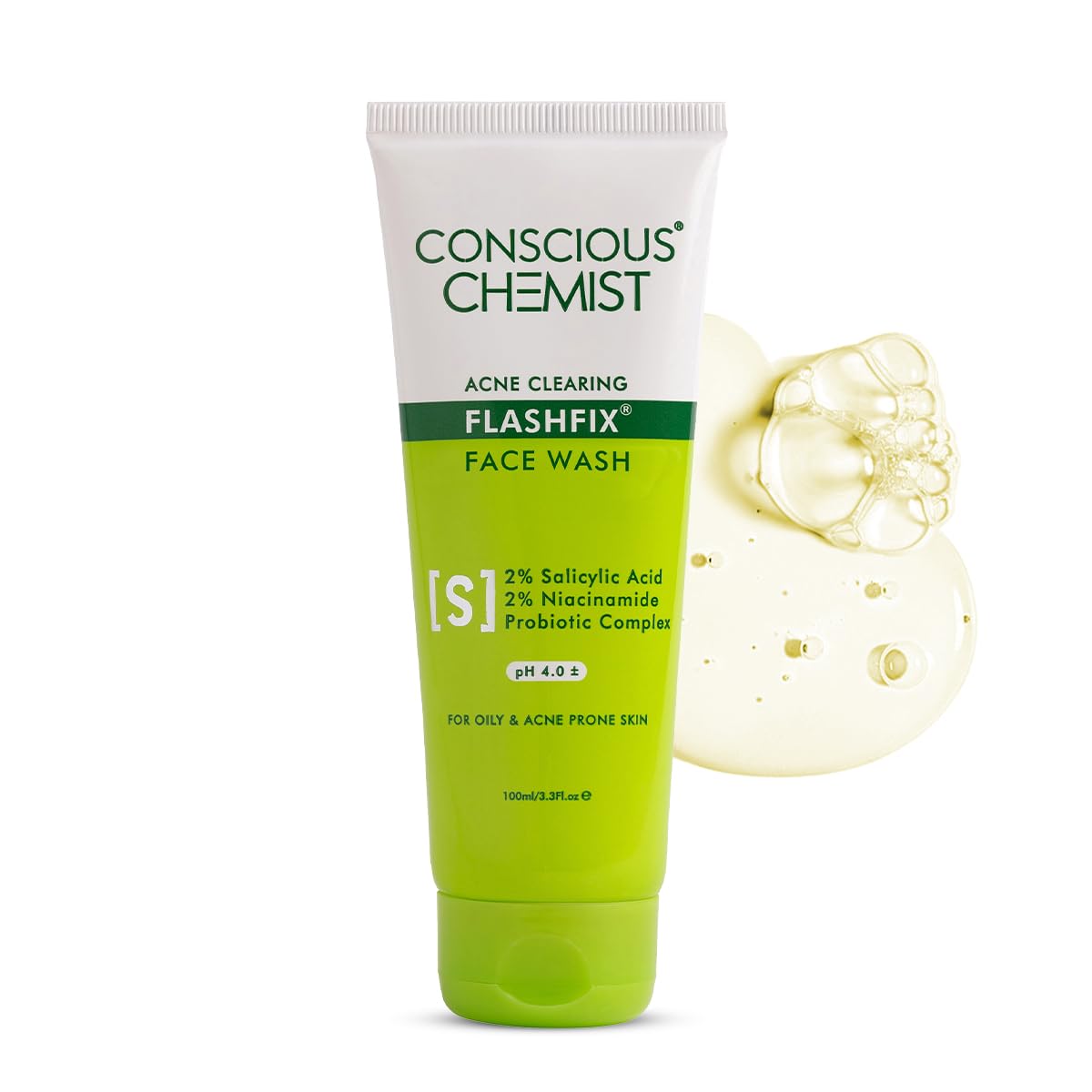 Conscious Chemist 2% Salicylic Acid Face Wash | 100Ml | Face Wash For Oily & Acne Prone Skin For Men & Women, Glycolic Acid & Ci