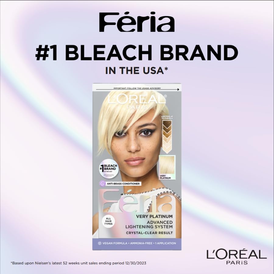 L'Oreal Paris Feria Multi-Faceted Shimmering Permanent Hair Color, Very Platinum, Pack of 1, Hair Dye