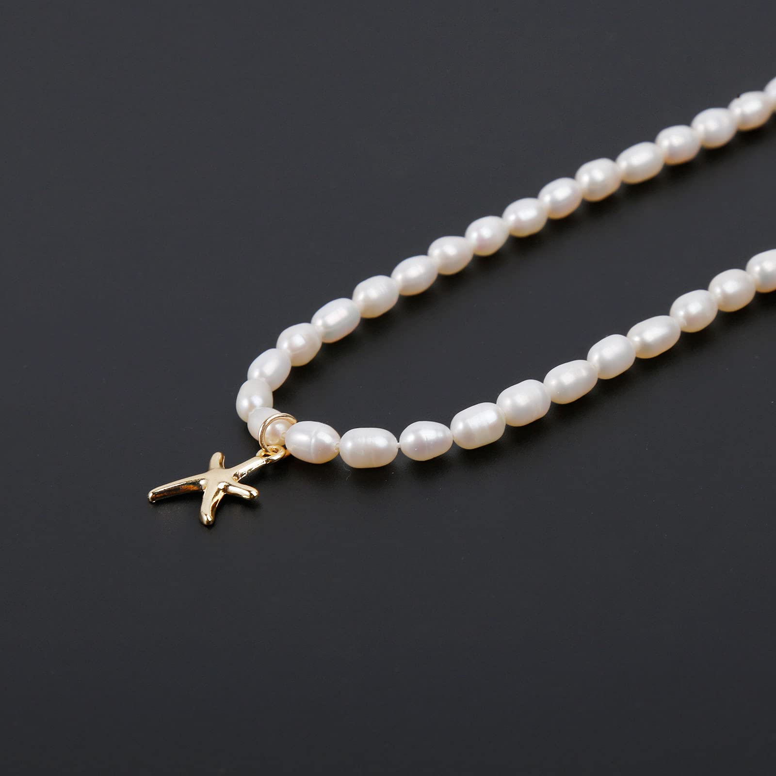 wgoud Natural Freshwater Pearl Beaded Choker Necklace for Women Teen Girls, Trendy Boho Handmade Beads Summer Fun Necklaces Jewe