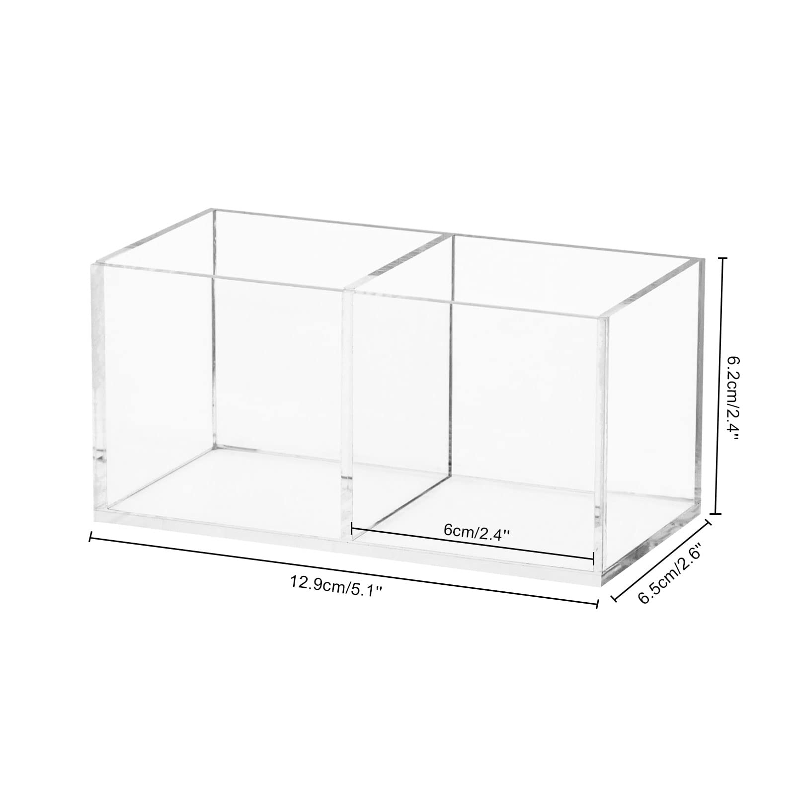 WERADNISH Acrylic Makeup Organizer and Storage, Makeup Brush Holder Organizer 2 Cube Sections, Clear Makeup Cosmetic Lipstick Bi