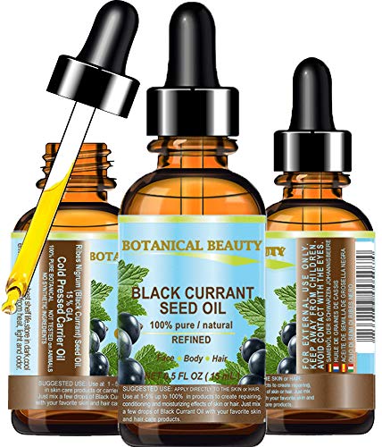 Botanical Beauty Black Currant Seed Oil 100% Pure Natural Undiluted Refined Cold Pressed Carrier Oil. 0.5 Fl.Oz. - 15Ml. For Ski