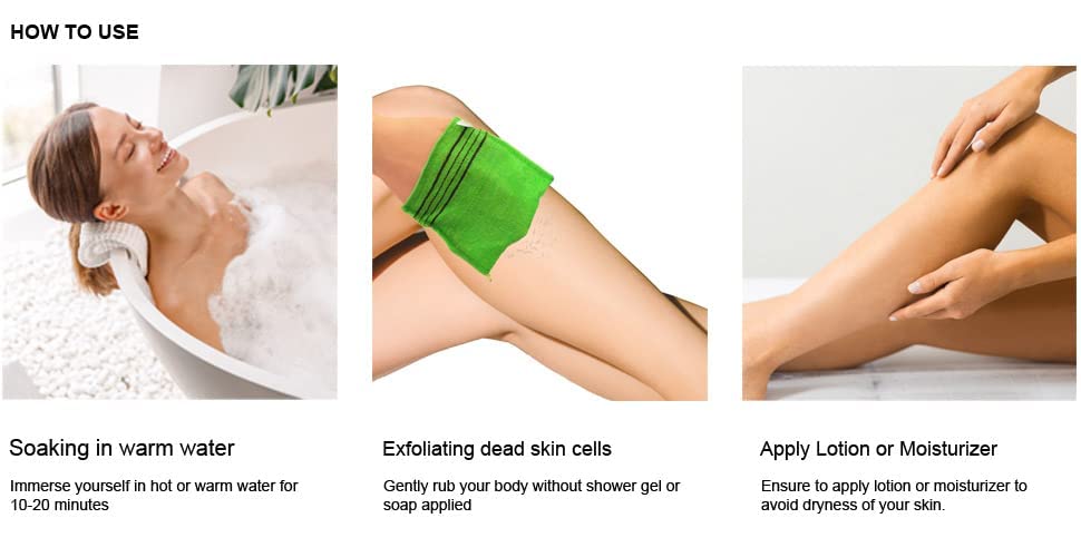 8 Pcs Asian Exfoliating Bath Washcloth - Red & Green