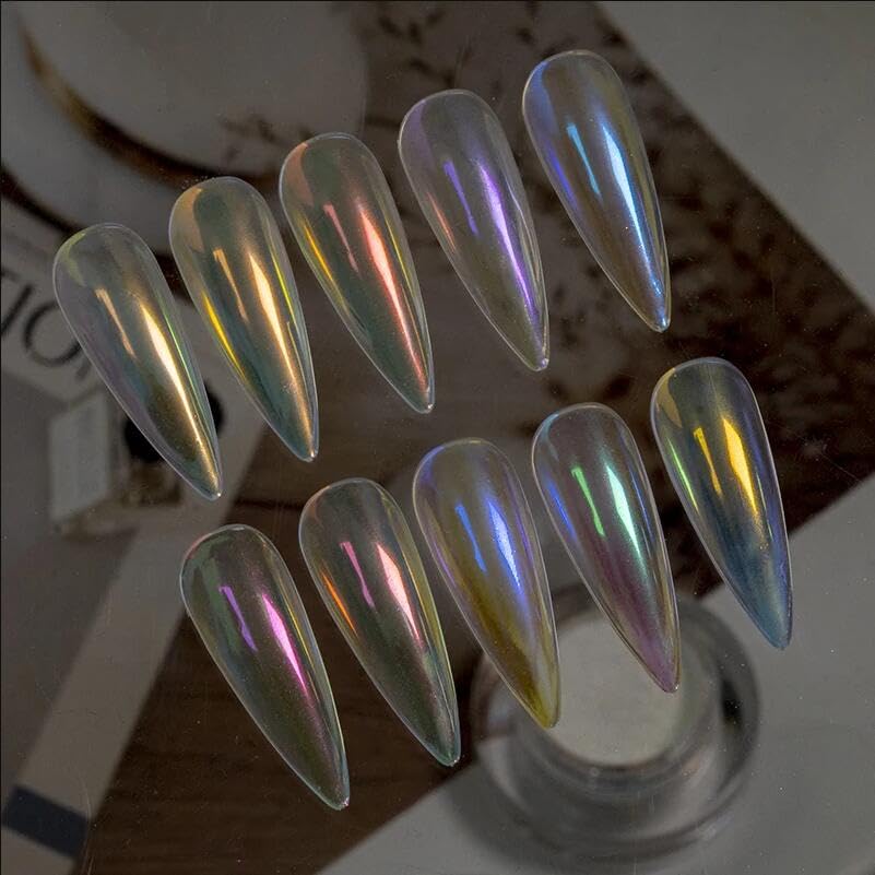 7Color Chrome Nail Powder Nail Glitter Laser Pigment Dust With Sponges Nail Art Chrome Pigment Rose Gold Silver Nail Sequins Diy