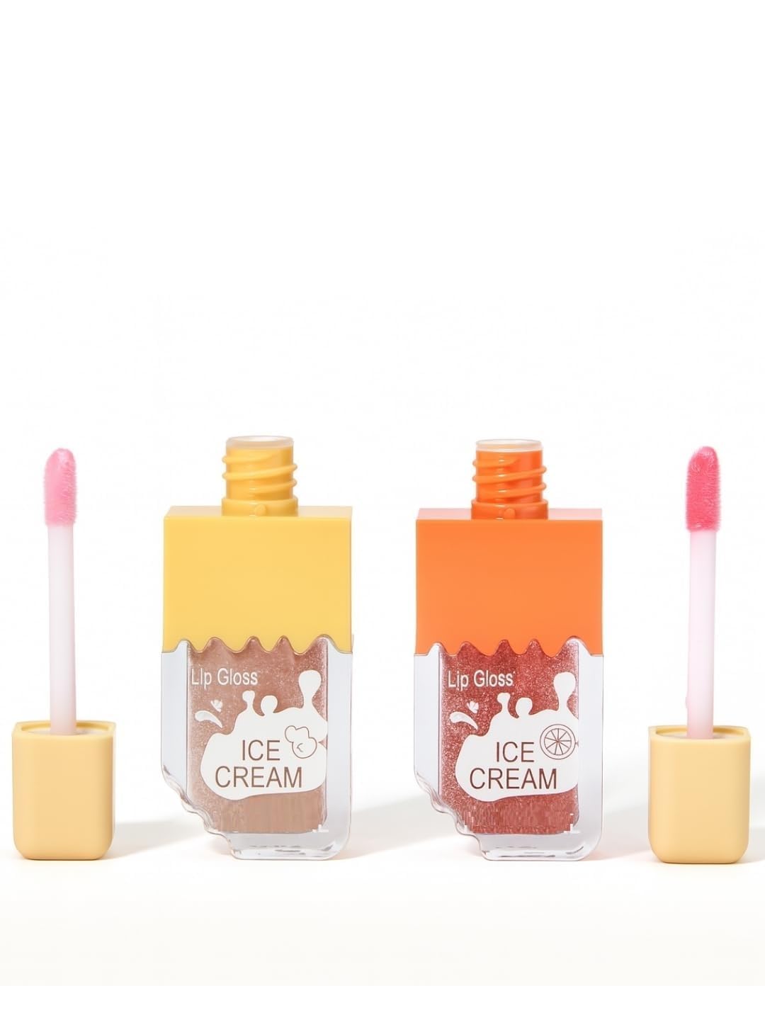 Fozzby Beauty Ice Cream Shape Lip Gloss Set  Lightweight, NonSticky, Shimmery Effect  Long Lasting Liquid Glitter Lip Tint  
