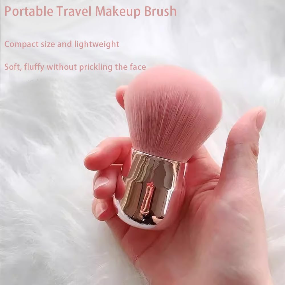 NaYiissi Makeup Blush Brushes - Travel Size, Fluffy Kabuki Brush for Loose Powder, Pink, 2.36 x 3.54 Inch, Plastic