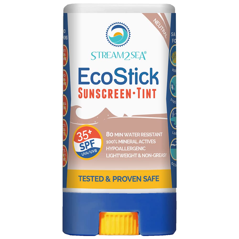 Stream2Sea Ecostick Spf 35 Mineral Sunscreen Stick, Sweat Water Resistant Sunblock, Usda Approved Biodegradable Paraben Free Ree