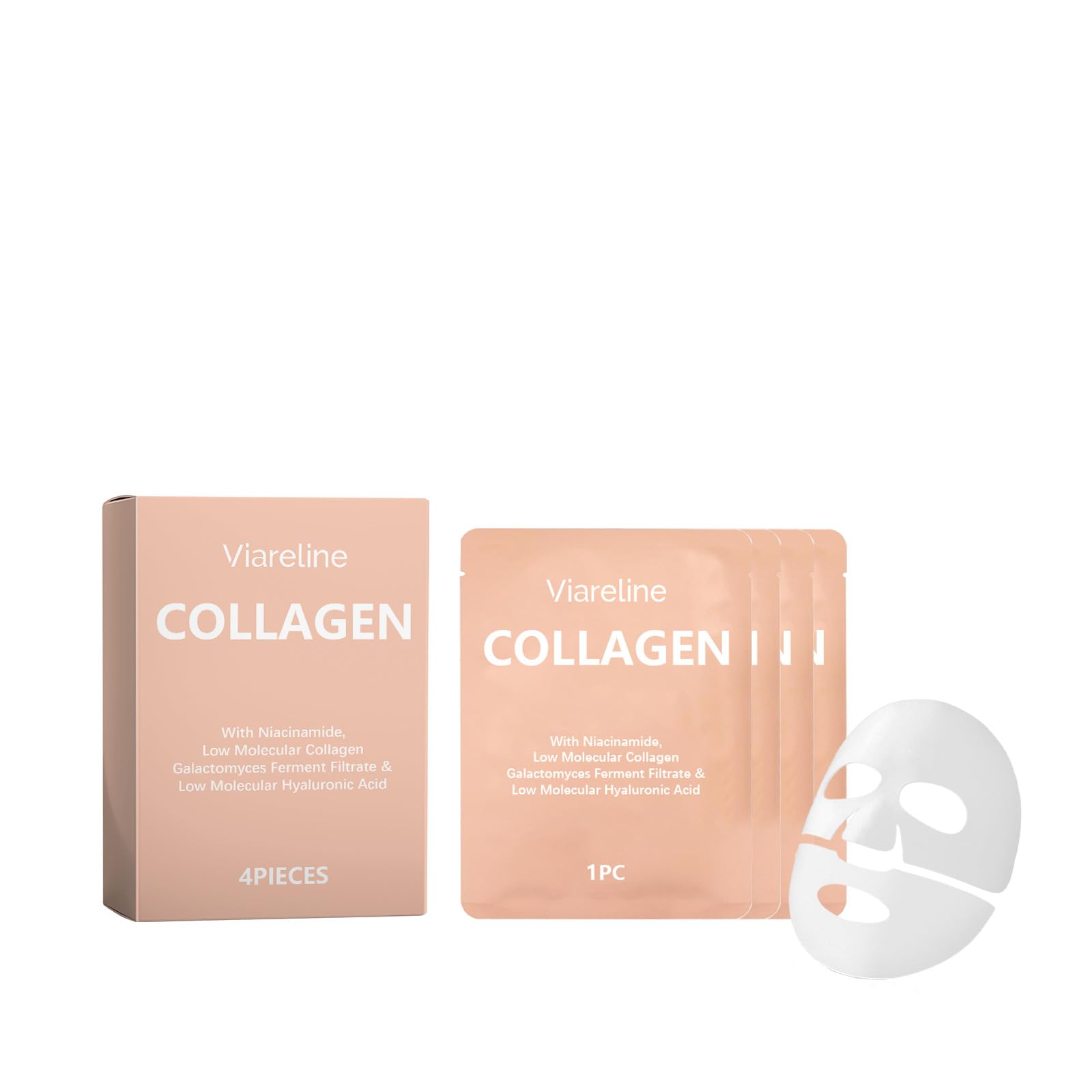 Viareline Collagen Hydrating Face Mask  Moisturizing & Nourishing Facial Sheet Mask for Soft, Smooth & RefreshedLooking Skin, 