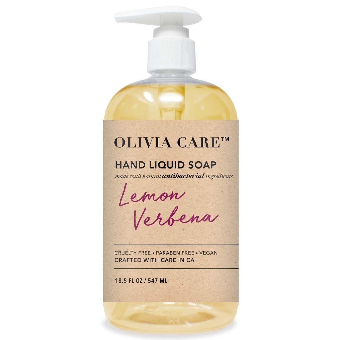 Olivia Care Antibacterial Hand Soap - Infused With Sage & Tea Tree Oil & Lemon Verbena Fragrance, Cleansing, Germ-Fighting, Mois