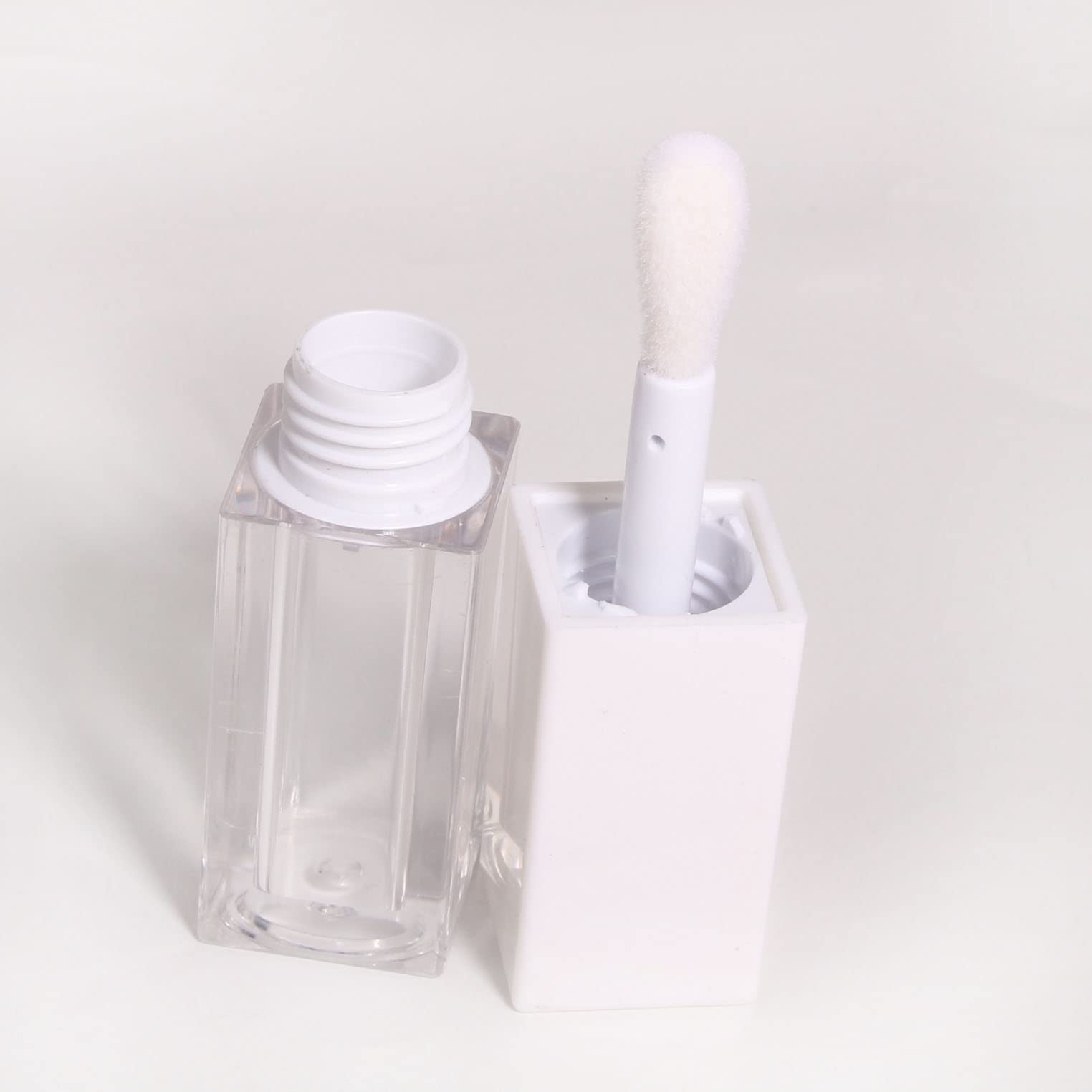 24pcs 5ml Empty white square lipgloss tubes bulk wholesale with big wand lipgloss containers