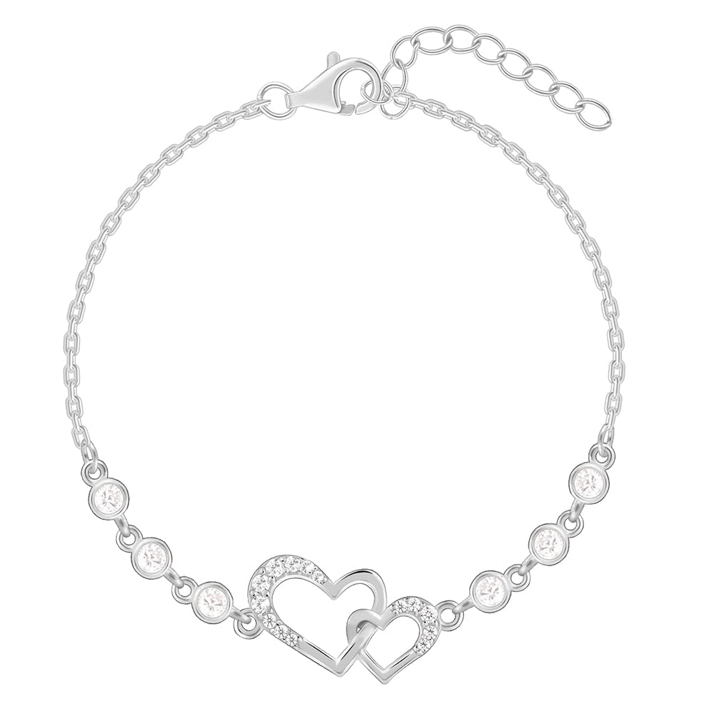 Giva 925 Silver Duoheart Bracelet, Adjustable | Gifts For Women And Girls | With Certificate Of Authenticity And 925 Stamp | 6 M