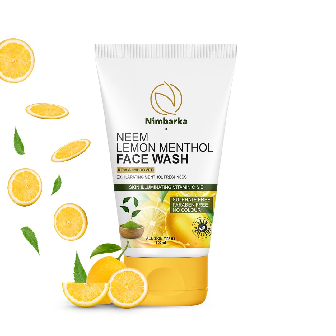 Nimbarka Neem Lemon Menthol Face Wash With Vitamin C & E  Exhilarating Freshness, Illuminating Glow For All Skin Types, Anti Ba