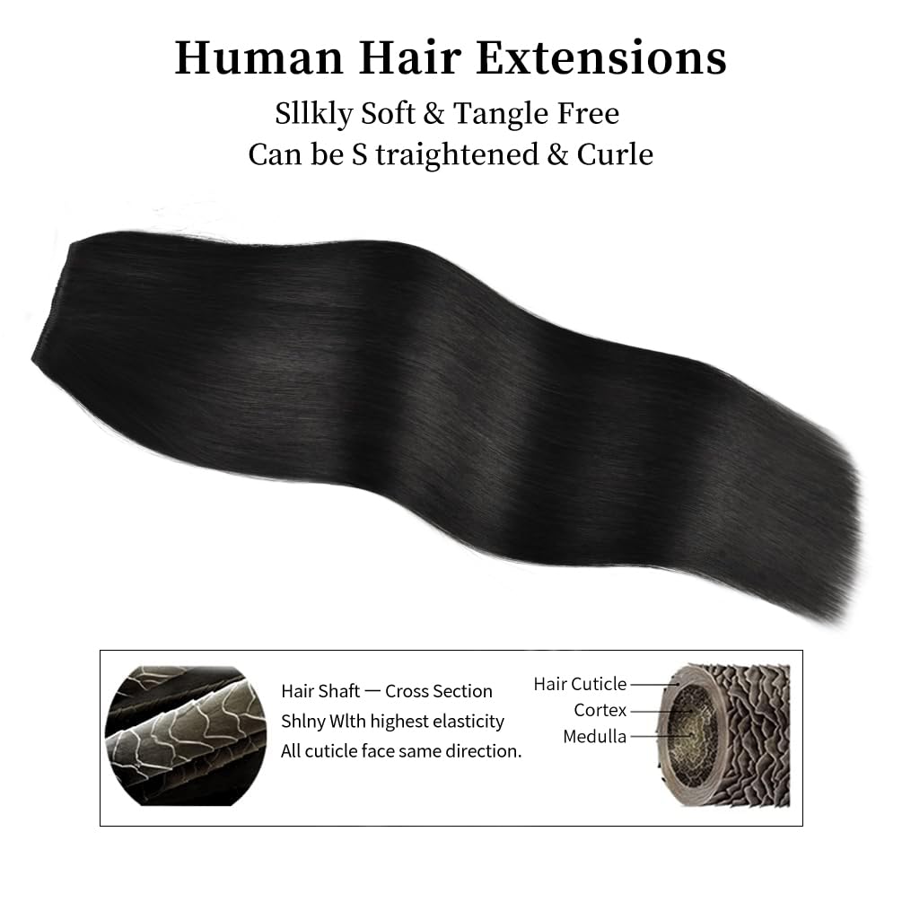 18 Inch Clip-In Hair Extensions Remy Human Hair For Women - Soft Handmade Real Human Hair Clip In Extensions, Straight, Thick, 1