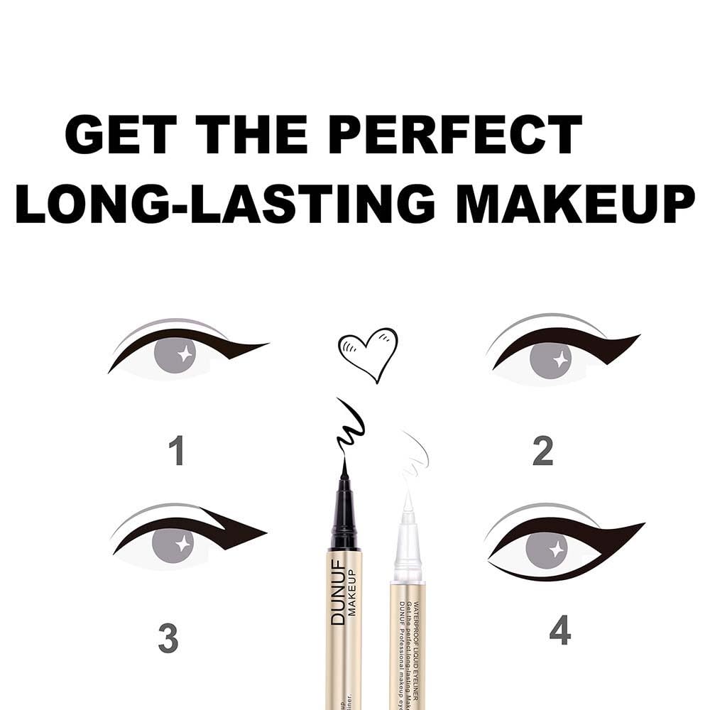 Beuking Waterproof Eyeliner Pen, Black/White, Smooth, Easy To Apply, Long Lasting, Anti-Sweat, Quick Drying, Oil-Proof, Convenie