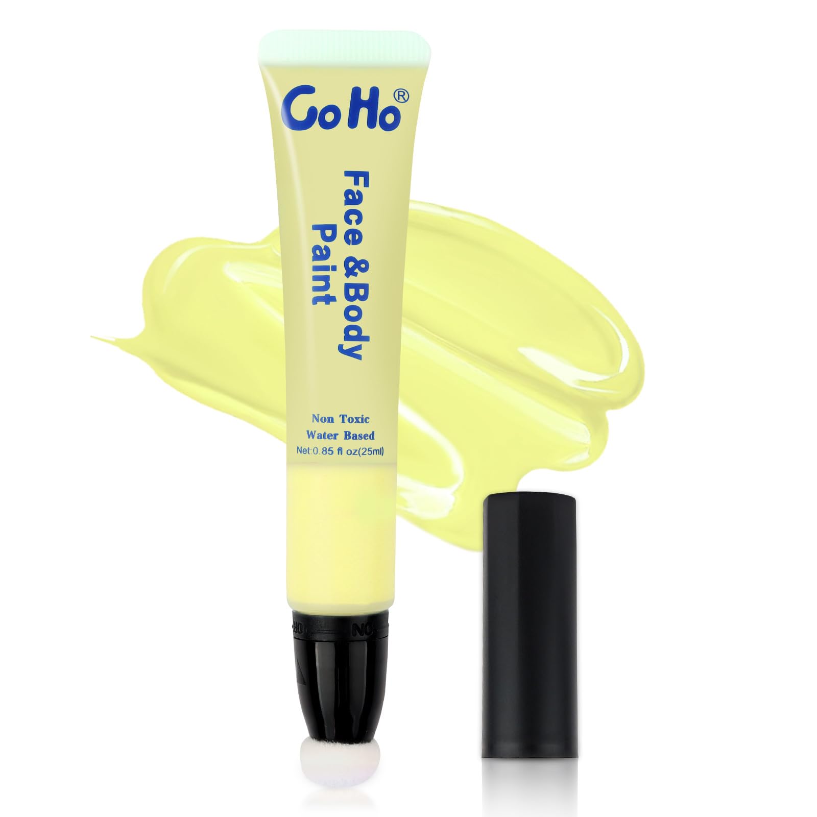 Go Ho Pastel Yellow Face Paint Stick(0.85Oz),Water Based Cream Yellow Body Paint Washable With Cushion Applicator Spong Tip Easy