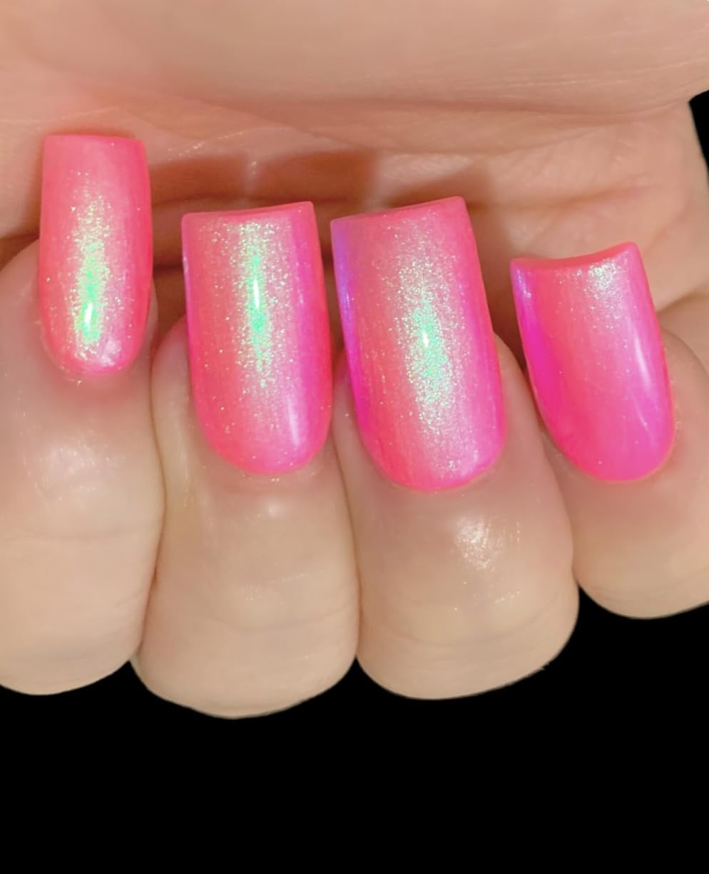 Polish Me Silly Ready Set Glow - Neon Pink Blue Green NEON Glow Pop Collection MultiColor Shifting: Mylar Oil Slick Nail Polish