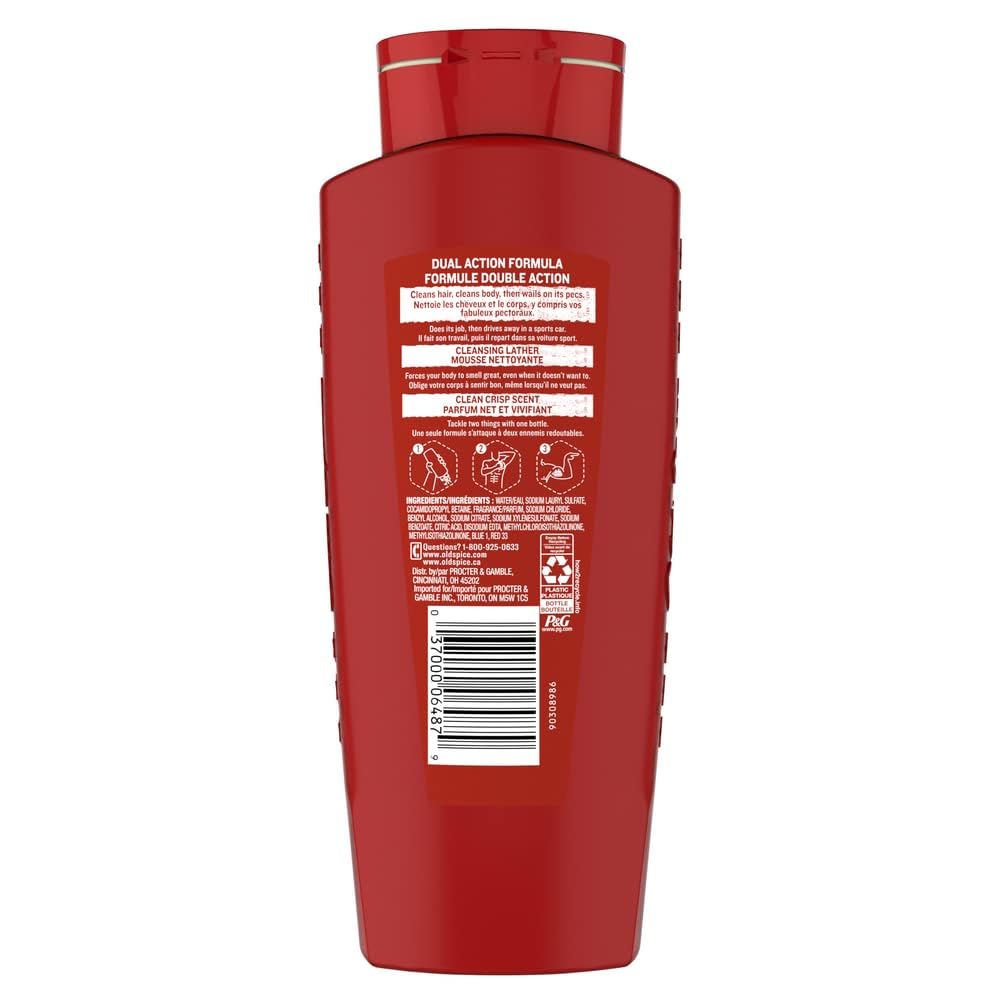 Old Spice High Endurance Hair + Body Wash For Men, Crisp Scent, 18 Fl Oz