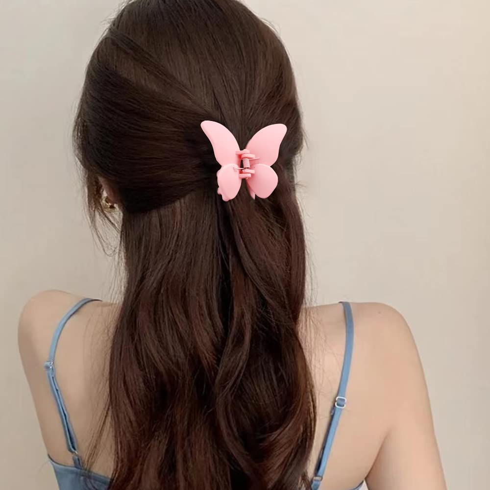 Atoden Butterfly Hair Clips - 4 Pcs Cute Non-Slip Clamps With Strong Grip For Women And Girls, 2.6'' Matte Jaw Clips For Thin An
