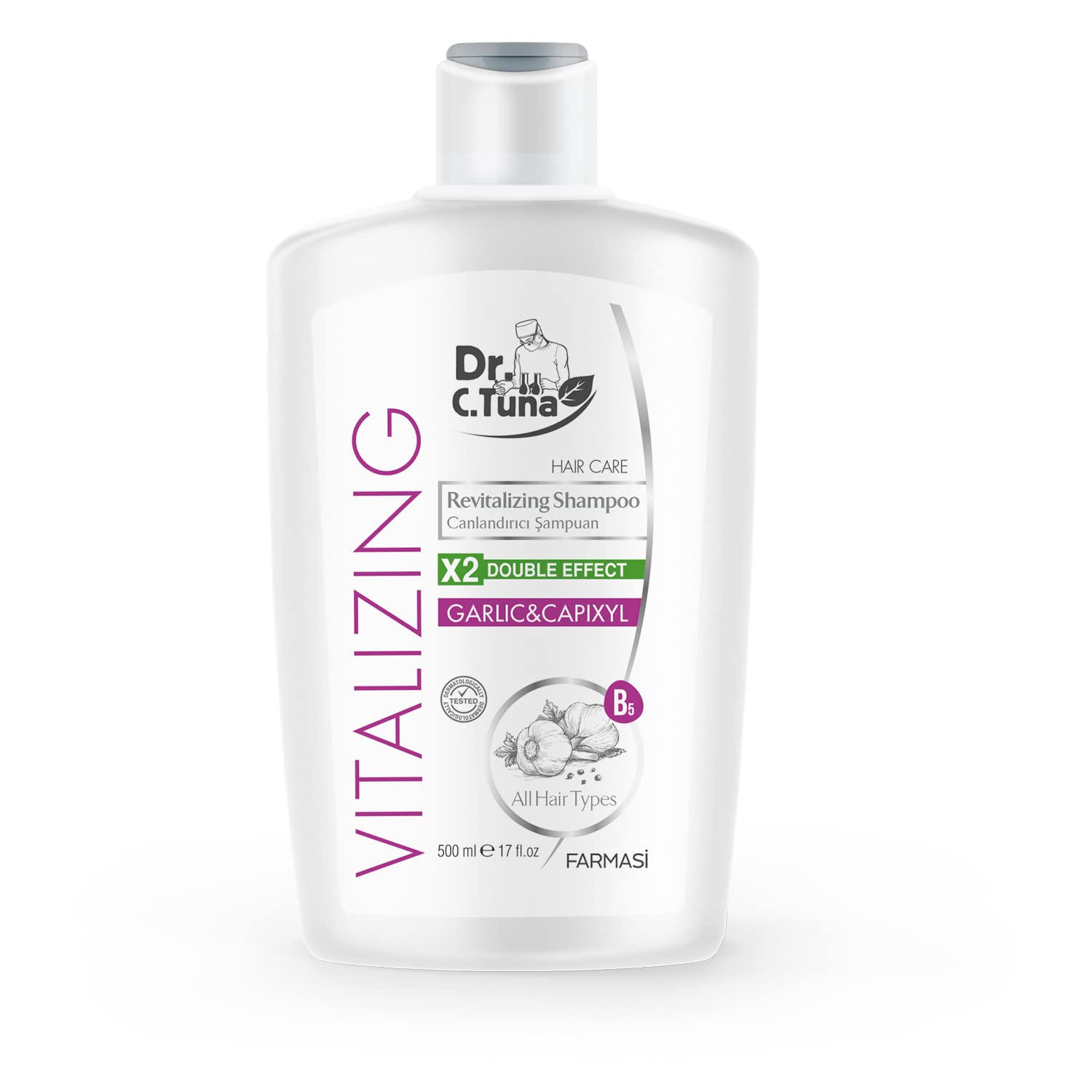 FARMASI Dr. C. Tuna Vitalizing Garlic Shampoo and Hair Mask - Natural Treatment for Hair Growth, Prevents Loss, Stimulates Growt