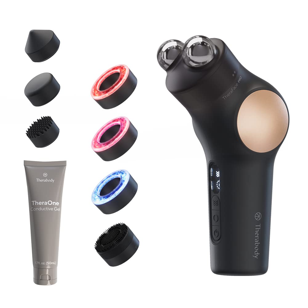 Theraface Pro Microcurrent Facial Device - 8-In-1 Compact Face Massager, Facial Kit & Face Sculpting Tool With Led Light Therapy