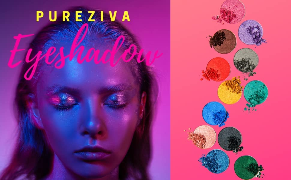 Pure Ziva Mardi Gras Shimmering Purple Pink Violet Pressed Powder Single Vegan Eyeshadow; Talc, Paraben & Cruelty Free