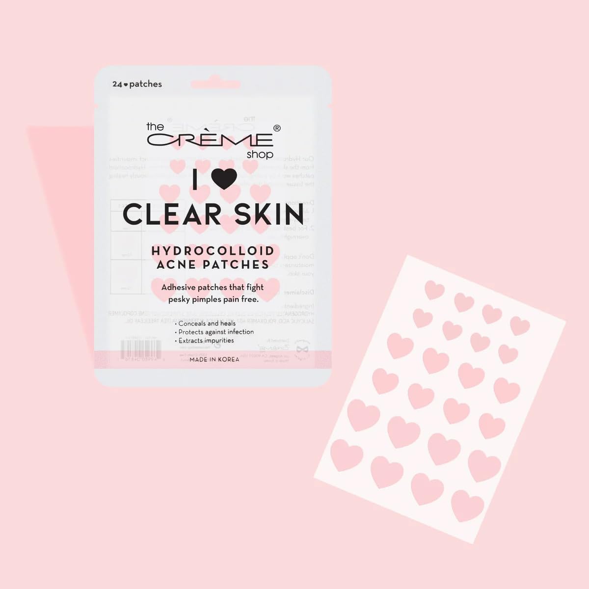 The Crme Shop Heart Shape Clear Skin Hydrocolloid Dark Spot Acne Patches - Infused With Salicylic Acid + Witch Hazel | Adhesive