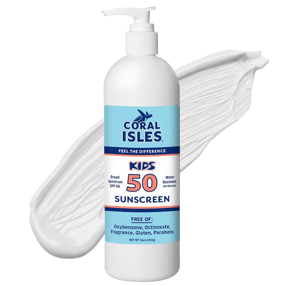 Coral Isles KIDS Sunscreen SPF 50 Lotion Reef Compliant UVA/UVB Waterproof 16 Fl Oz
