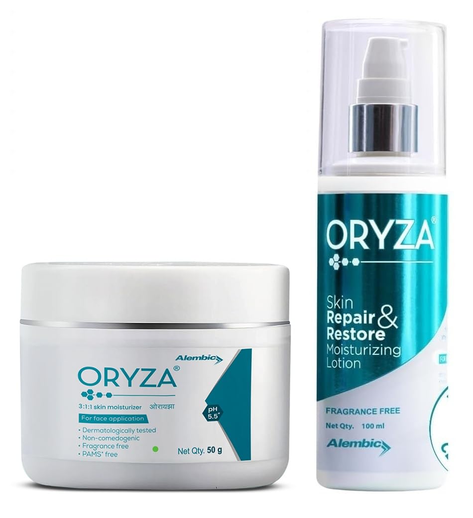 Oryza 3:1:1 Skin Care Combo - Face Moisturizer (50G) & Hydrating Lotion (100Ml) With Ceramide, Duraquench & Hyaluronic Acid For 