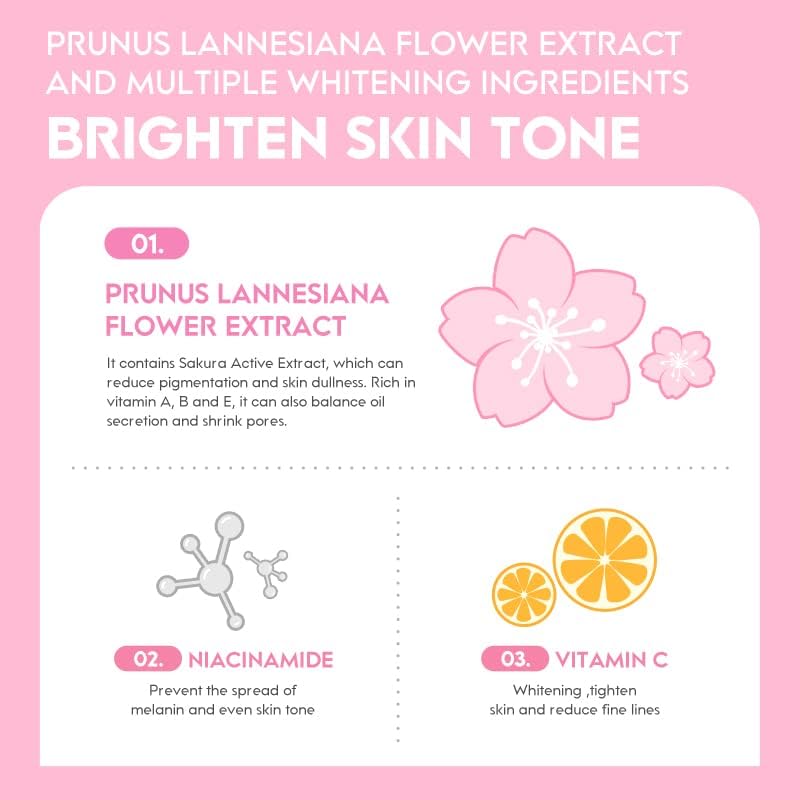 AKARY Face Sakura Cream Vitamin C Serum For Improving Skin Reducing Wrinkles and Moisturizing Enhance Skin, Body and Face Moistu