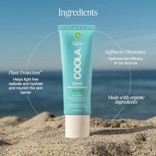 COOLA Organic Face Sunscreen SPF 30 Sunblock Lotion, Dermatologist Tested Skin Care for Daily Protection, Vegan and Gluten Free,