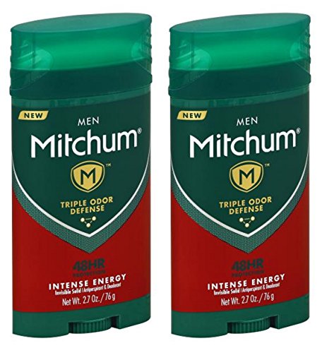 Mitchum Antiperspirant & Deodorant For Men - Invisible Solid - Intense Energy - Net Wt. 2.7 Oz (76 G) Per Stick - Pack Of 2 Stic