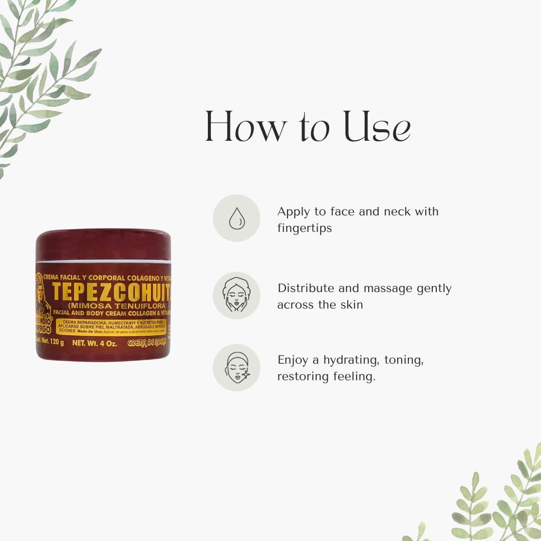 Del Indio Papago Tepezcohuite Night Cream - Tepezcohuite Cream from Mexico - Reduces Wrinkles, Renews Skin, Grease Free - JUMBO