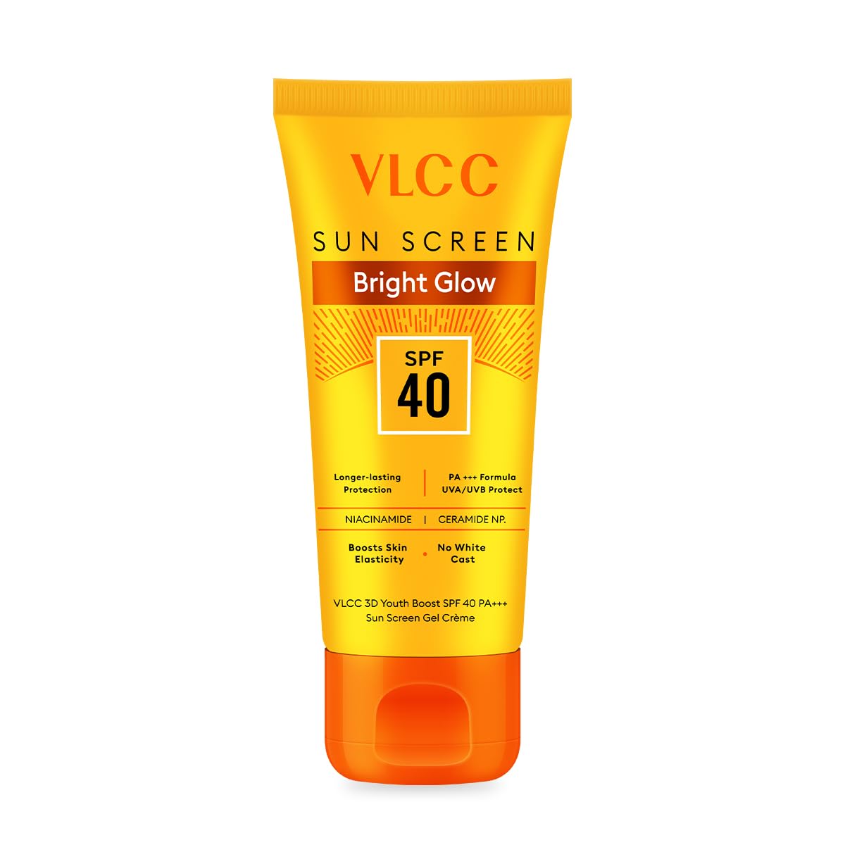 VLCC Bright Glow Sunscreen SPF 40+++ Sun Screen Gel Cream  50g | NonGreasy, Zero White Cast Sunscreen | Helps Plump Skin & Con