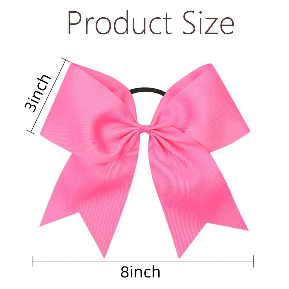 16Pcs 8 Large Cheer Hair Bows Ponytail Holder Elastic Band Handmade For Cheerleading Teen Girls College Sports (16 Pcs) (Hot Pin