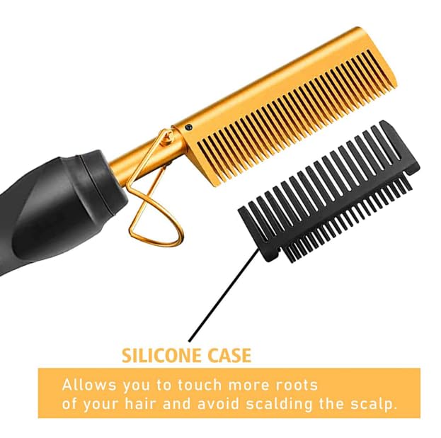 Hot Comb Hair Straightening Brush With Adjustable Settings, Fast Heating For Wigs And Black Hair, Professional Anti-Scald, Auto