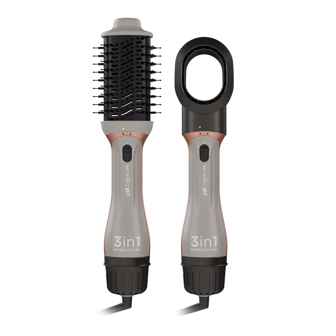 Ikonic 3 In 1 Express Styler Grey, Professional Volumizer Blow Dryer 1200W Hot Air Brush For Women Innovative Air Flow Vents Mix