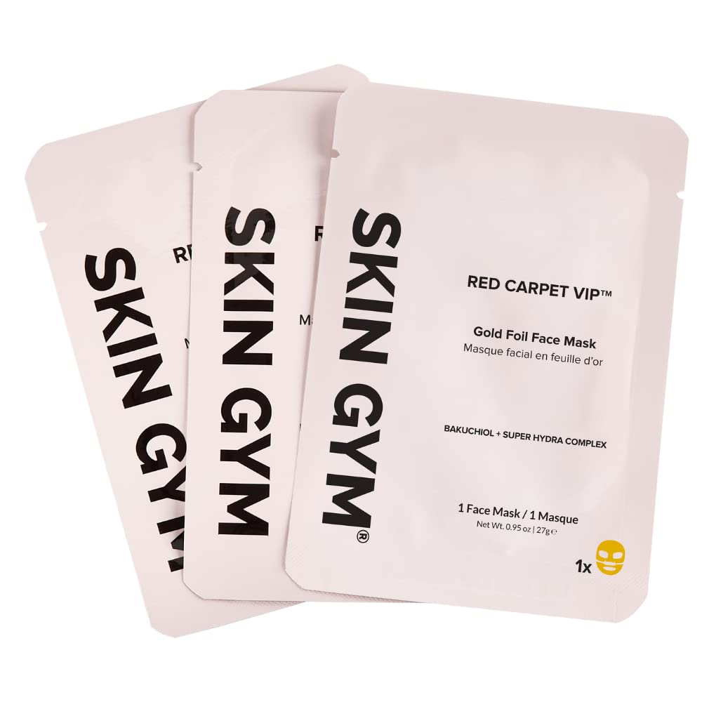 SKIN GYM Gold Foil Face Mask - With Bakuchiol and Super Hydra Complex With Sodium Hyaluronate and Amino Acids- Soothing, Anti Ag