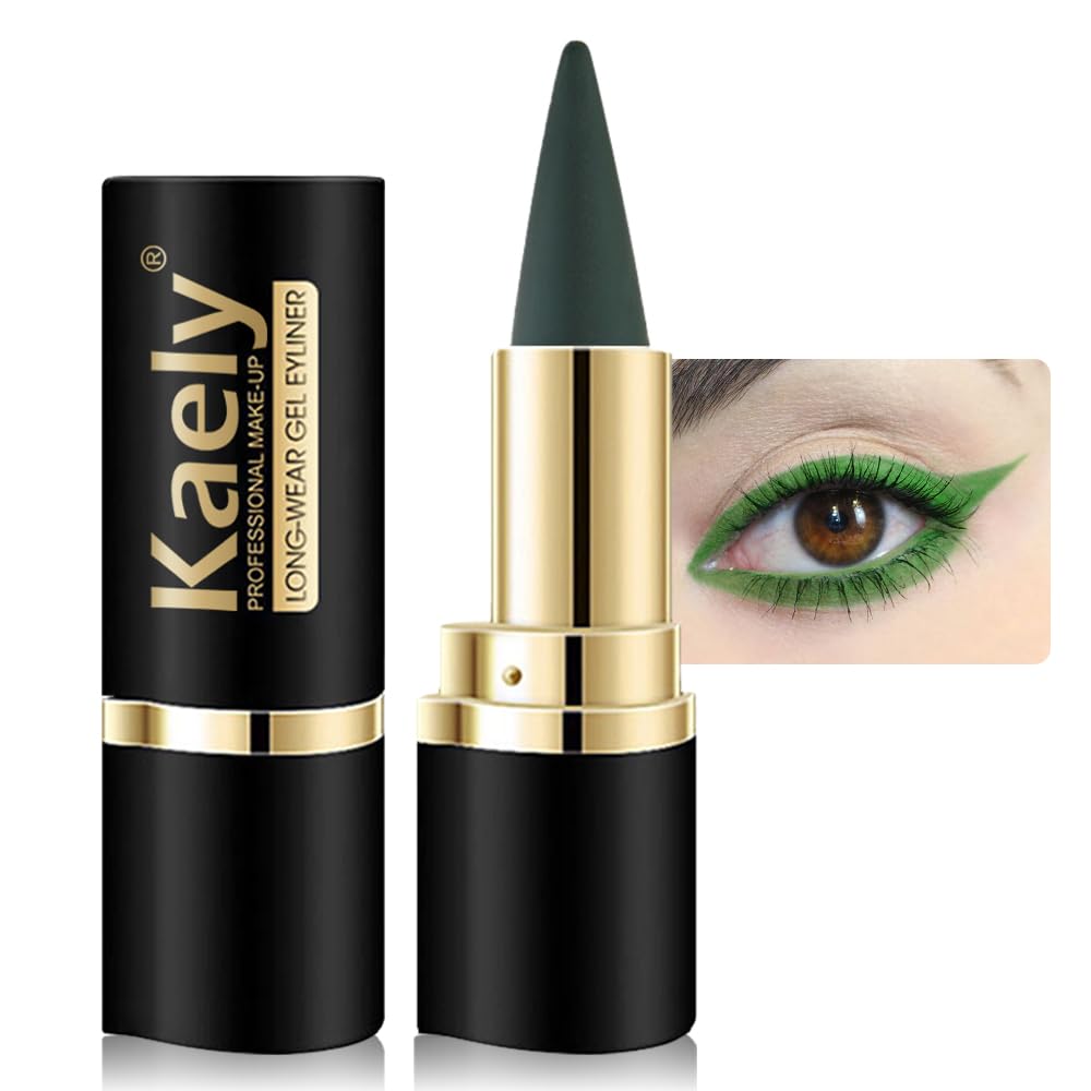 Amy'S Diary Green Gel Eyeliner Pencil,Waterproof Smudge Proof Eye Liner Pen,Cat Eye Goth Halloween Makeup,Eye Face Paint Lipstic