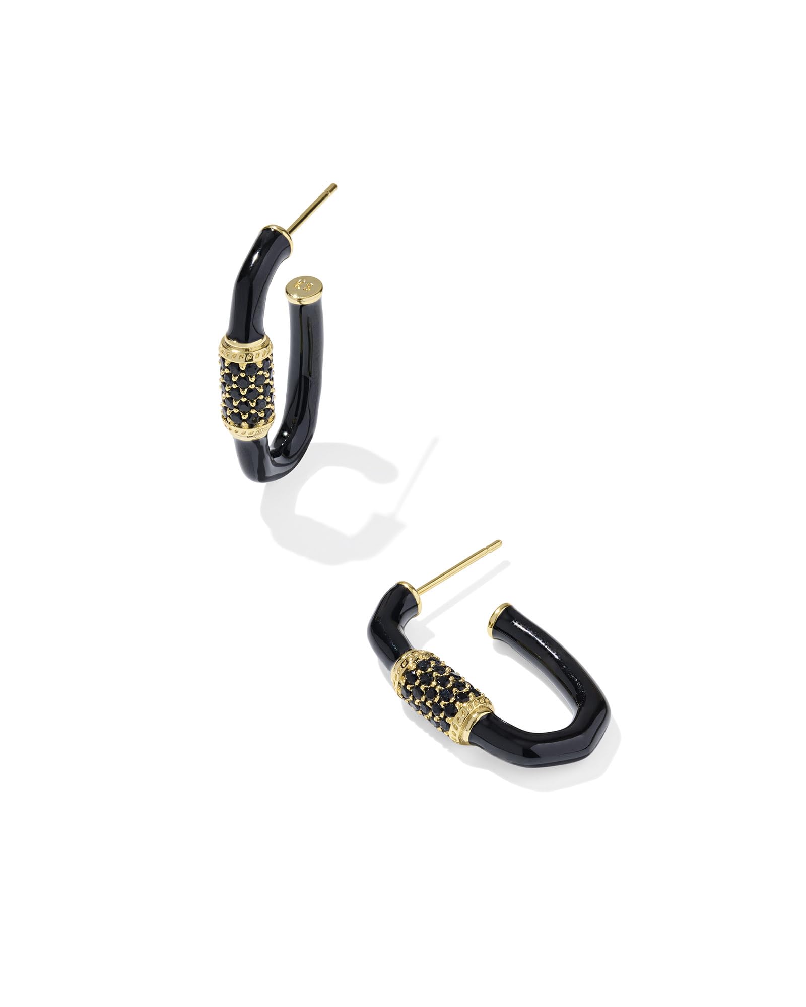 Kendra Scott Emery Enamel Hoop Earrings, 14K Gold-Plated Brass, Fashion Jewelry for Women, Black Mix