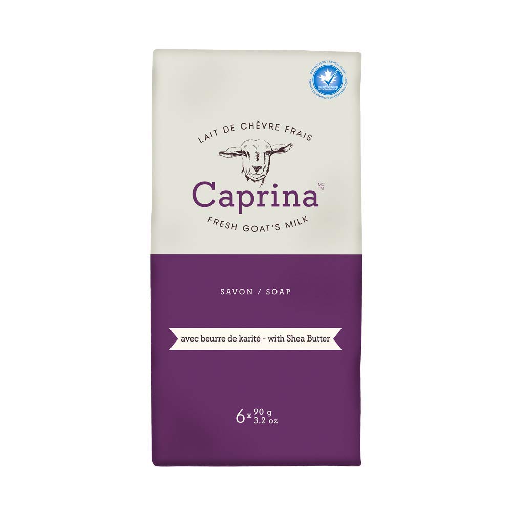 Caprina by Canus Caprina Bar Soap, Shea Butter, 3.2 Oz (6 Pack), With Fresh Canadian Goat Milk, Vitamin A, B3, Potassium, Zinc, 