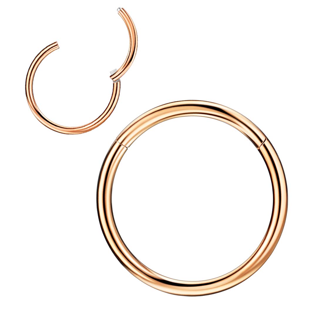 JOFUKIN 12g Hoops 10mm 12 Gauge Nose Rings for Men - Rose Gold Plated Surgical Steel Nose Hoops - Hypoallergenic Body Piercing R