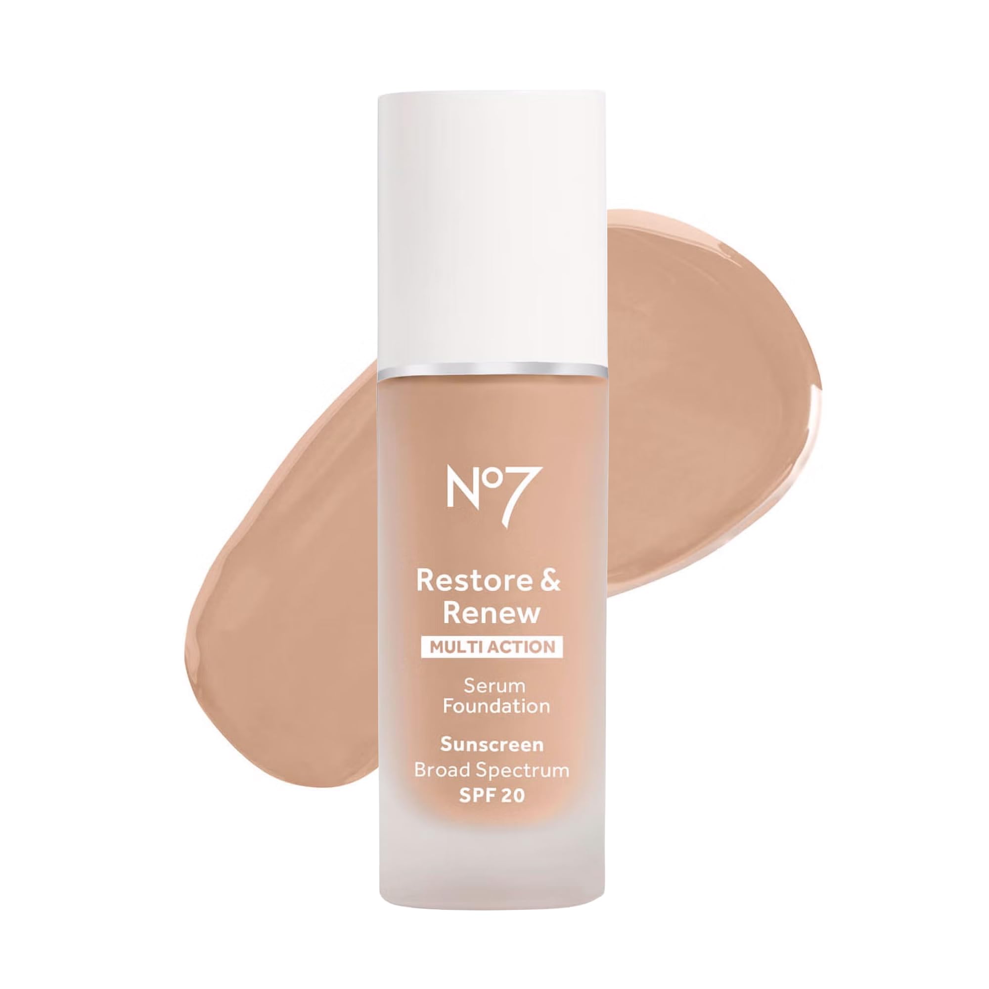 No7 Restore & Renew Multi Action Serum Foundation - Calico - Liquid Foundation Makeup with Vitamin C, Vitamin E & Collagen for F