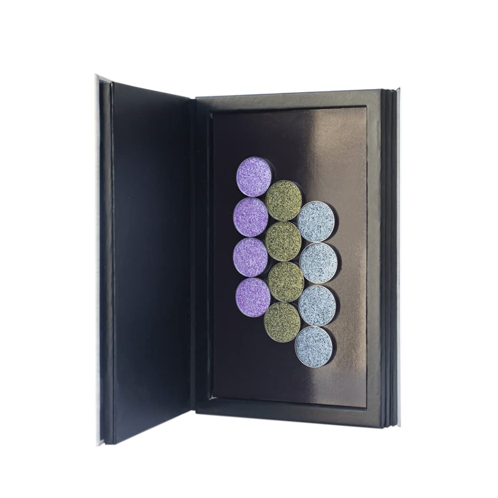 Szdym Strong 4-Layers Empty Magnetic Palette Book Palette(White Wood Grain)+1Pcs Makeup Depotting Spatula+50Pcs Round Metal Stic