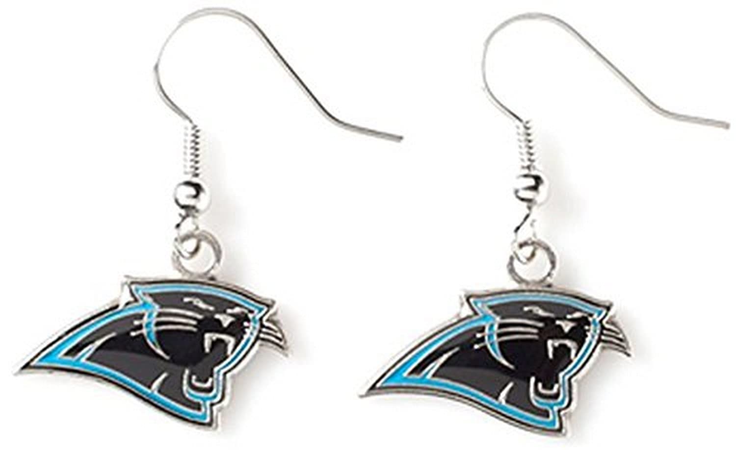 aminco NFL Carolina Panthers Logo Dangler Earrings, Silver, 2.5
