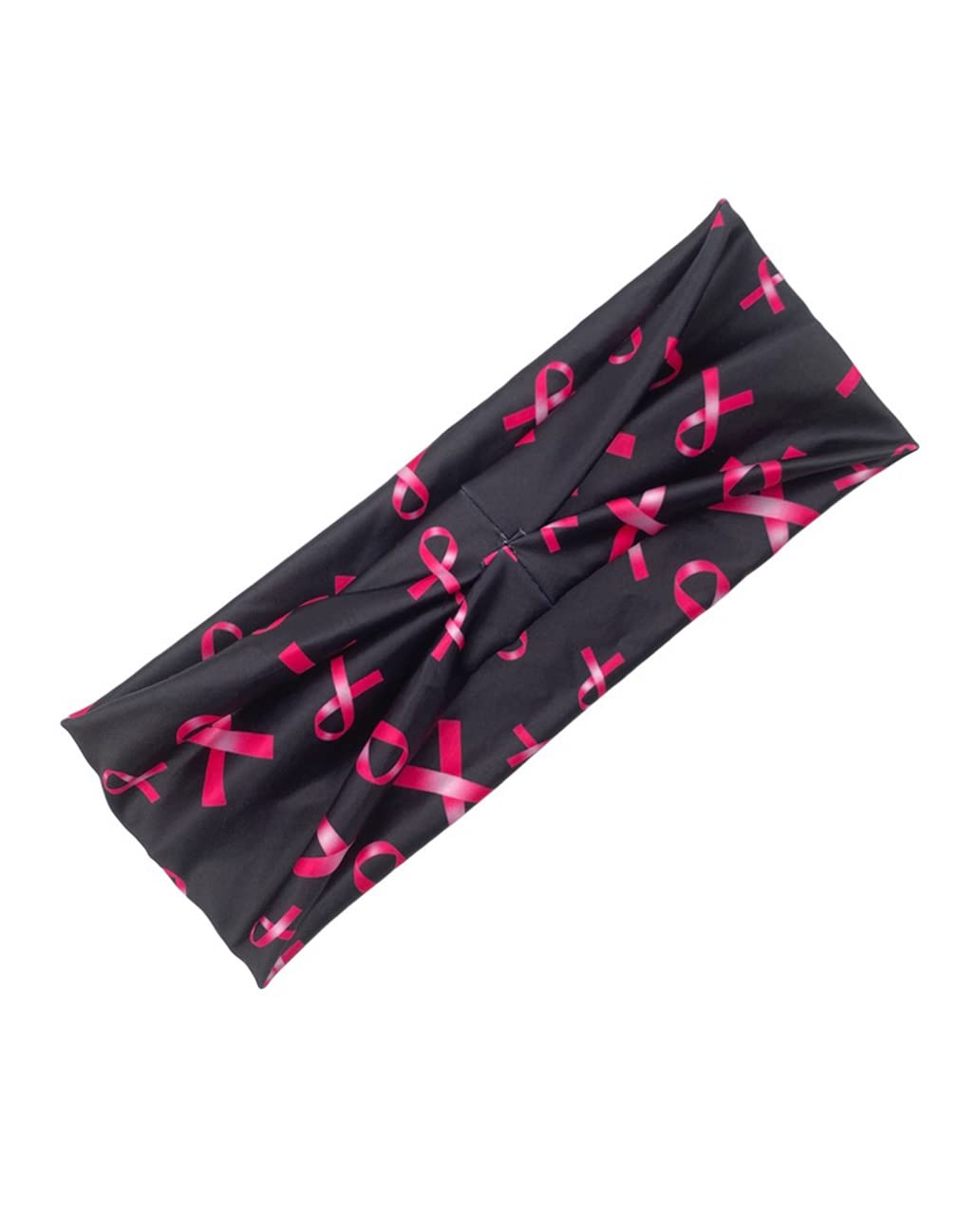 Breast Cancer Awareness Turban Headband Breast Cancer Awareness Pink Ribbon Headwear BCA10 (Black Band)