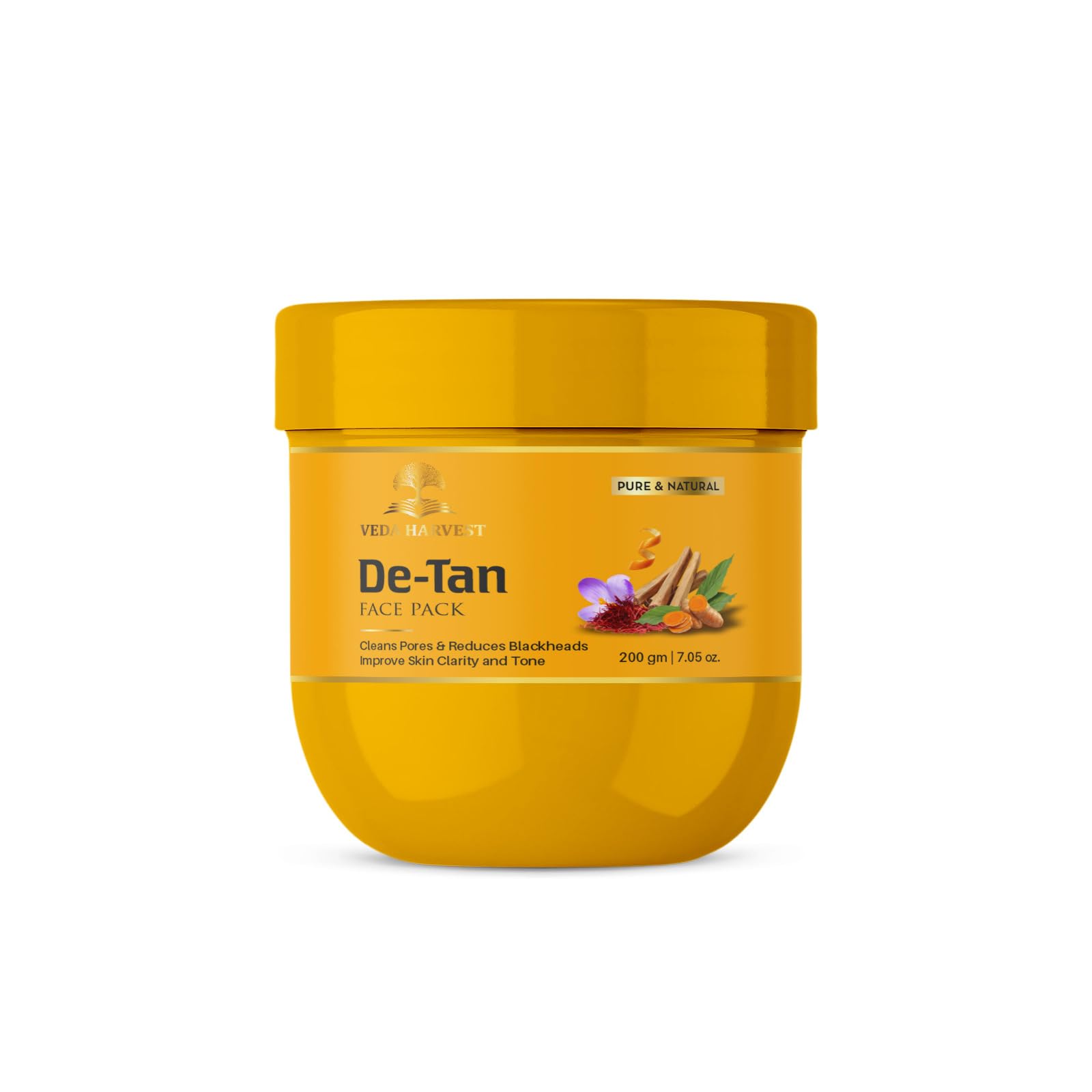 Veda Harvest DeTan Face Mask | Face Pack For Glowing Skin | Open Pores | Dark Spots | Blackheads | Instant Brightening | 200Gm