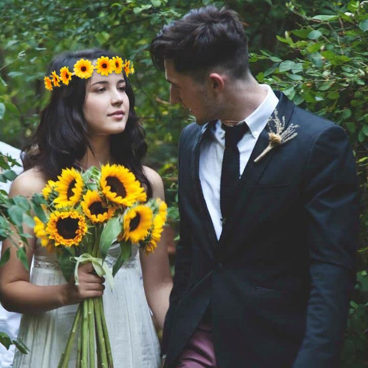 WOVOWOVO 2 Packs Sunflower Crown Headbands For Women Girls, Floral Daisy Hippie Hair Accessories Fall Flower Crown Adjustable Ha