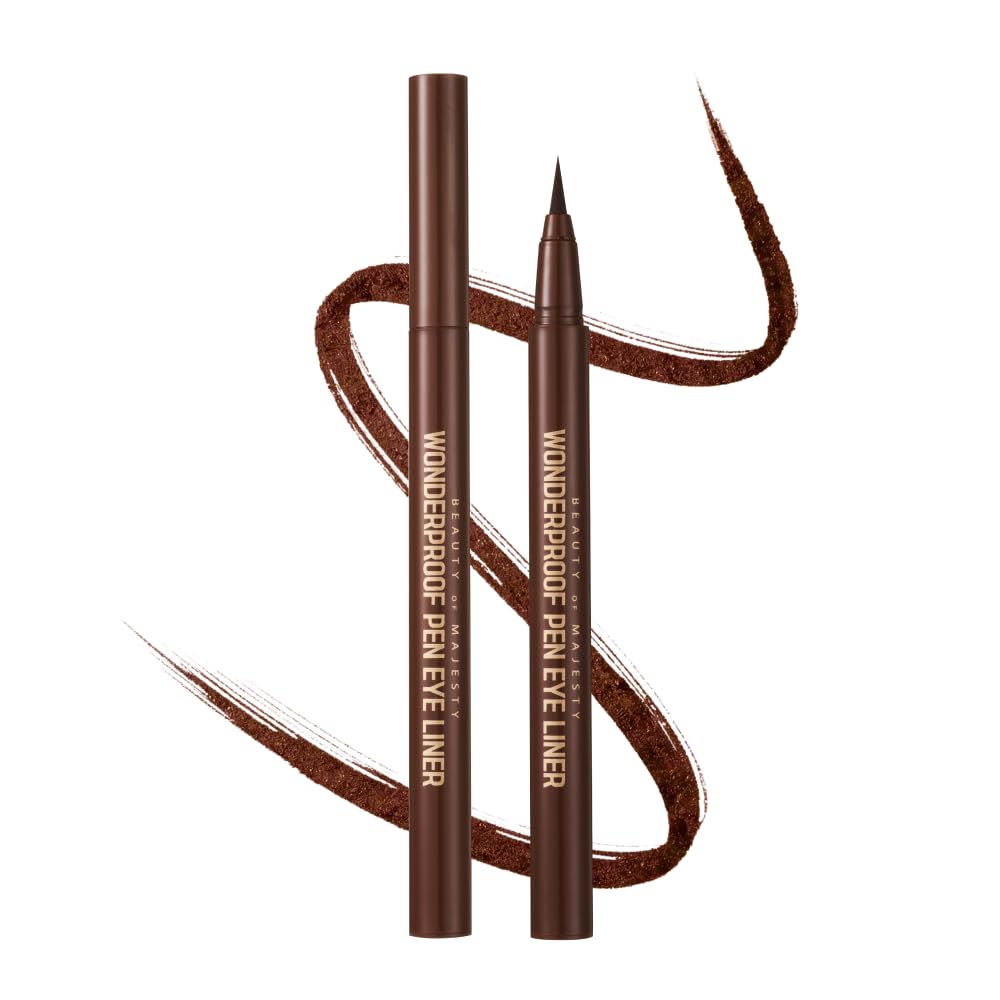 Bom Wonderproof Pen Eyeliner Waterproof Liquid Eyeliner Pen Long Lasting Easy & Quick Drying, Soft Brown
