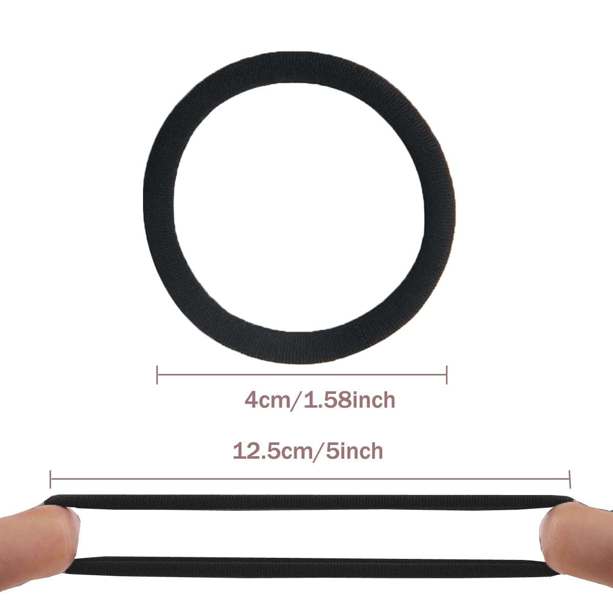 Vrose Flosi Hair Ties For Women Girls Men Kids Toddler Seamless Hair Ties For Thick & Curly Hair - Black Rubber Bands For Hair N